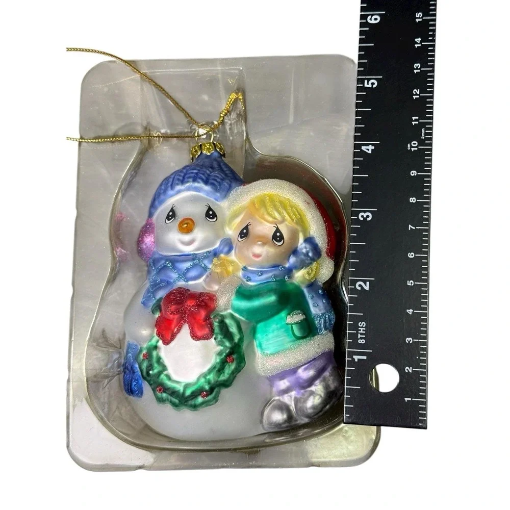 Precious Moments Blown Glass Ornament – Girl With Snowman‎ BRANDNEW!